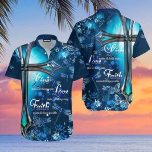 Dragonfly Love Jesus Hawaiian Shirt - Live Love Faith Design