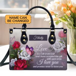 Personalized Leather Handbag: Religious Romantic Gifts for Christian Women