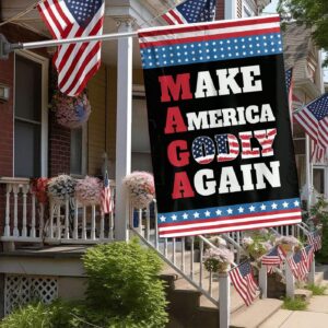 Jesus Christ Patriotic Garden Flags: Make America Godly Again Independence Day Decor & Patriotic Gifts 3