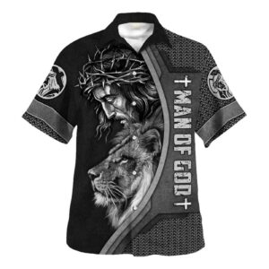 Man Of God Jesus Lion Cross Hawaiian Shirt for Men Christian Gift Shirt