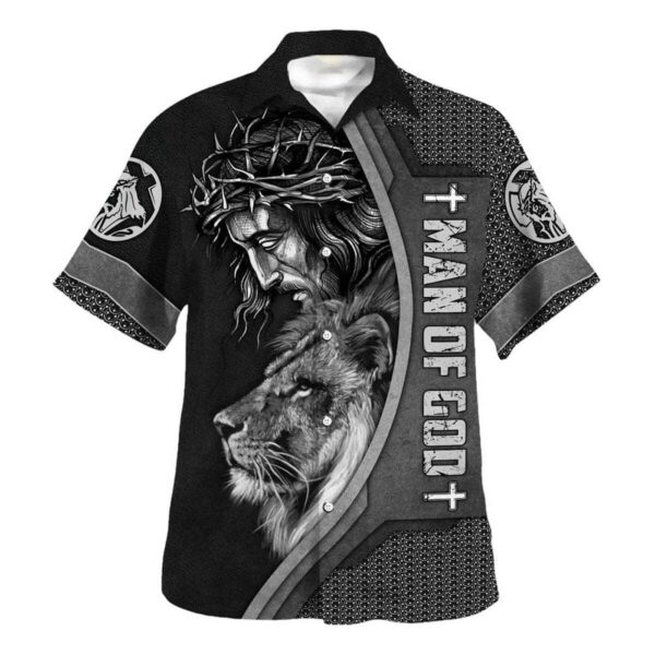 Man Of God Jesus Lion Cross Hawaiian Shirt for Men Christian Gift Shirt