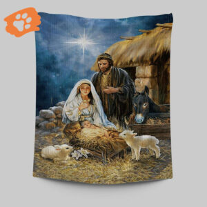 Maria Baby Jesus Christmas Night Tapestry Print - Inspirational Christian Wall Art Decor