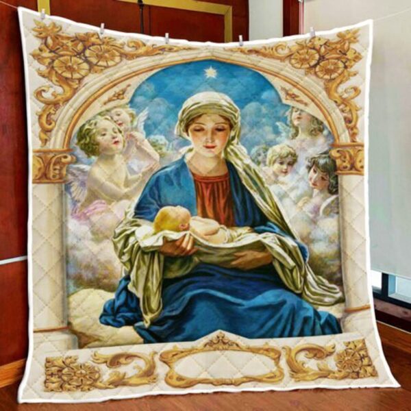 Mary Gives Birth To Jesus Quilt Blanket