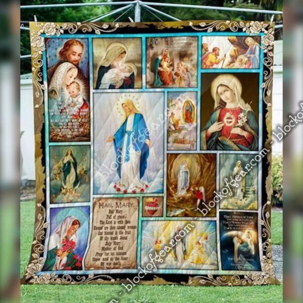 Beautiful Mary Mother of Jesus Quilt – Handmade Religious Blanket