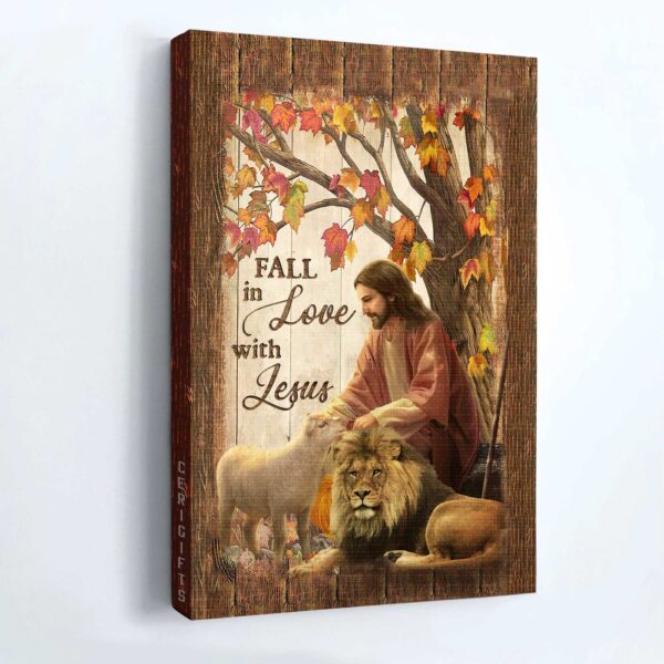 Autumn Forest & Lion of Judah Memorial Portrait Poster – Family Home Decor Gift – Fall in Love with Jesus