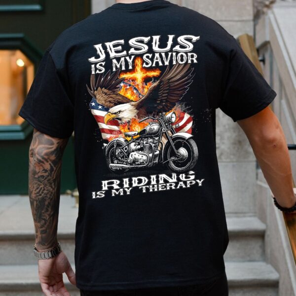 Motorcycle USA Flag Shirt & Jesus Is My Savior Hoodie Speed Lover Gifts