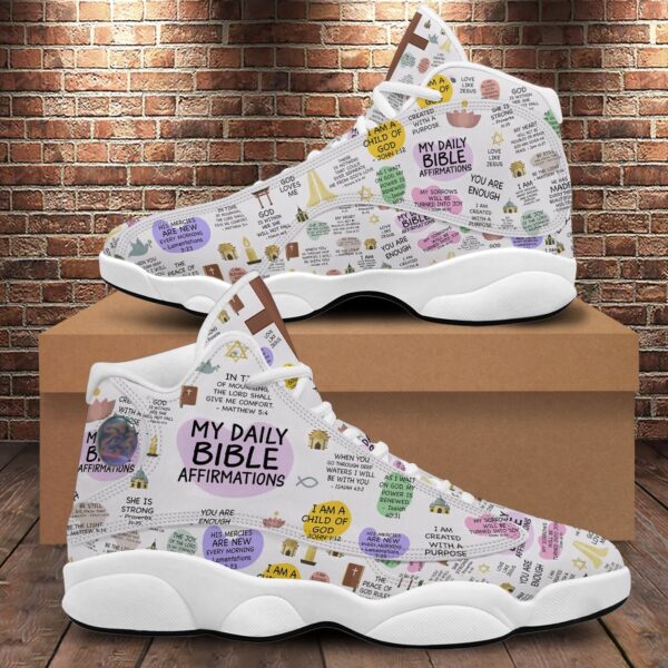 My Daily Bible Affirmations Basketball Shoes, Jesus Christian Affirmations Running Shoes, Bible Verse Footwear Unisex