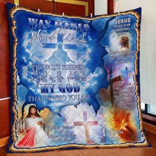 My God Jesus Christian Way Maker Miracle Worker Quilt Blanket
