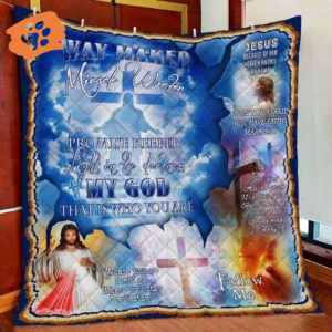 My God Jesus Christian Way Maker Miracle Worker Quilt Blanket