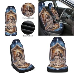 Nativity Of Jesus Christmas Car Seat Cover - Holy Night Car Decor Gift 1