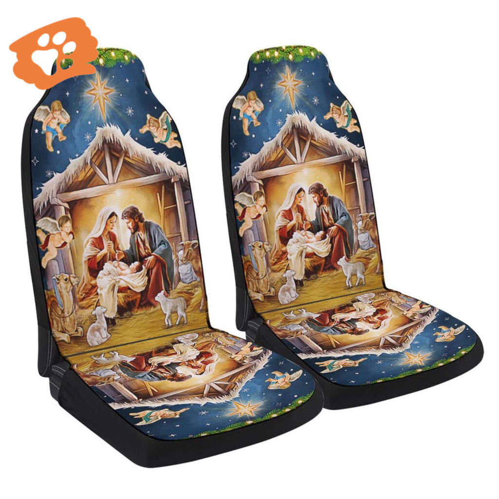 Nativity Of Jesus Christmas Car Seat Cover – Holy Night Car Decor Gift