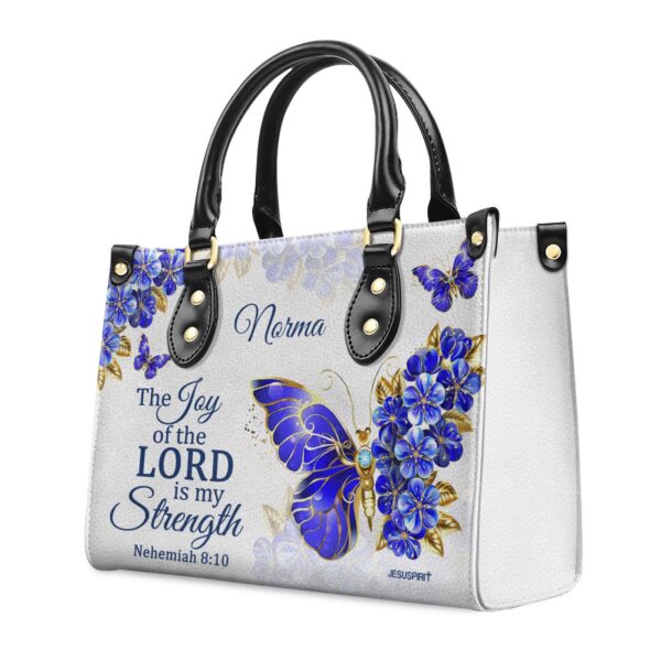 Nehemiah 8:10 Personalized Leather Handbag Joy of the Lord Bible Verse Gifts for Christian Women
