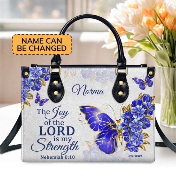 Nehemiah 8:10 Personalized Leather Handbag Joy of the Lord Bible Verse Gifts for Christian Women