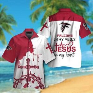 NFL Atlanta Falcons Hawaiian Shirt - Jesus in My Heart Design