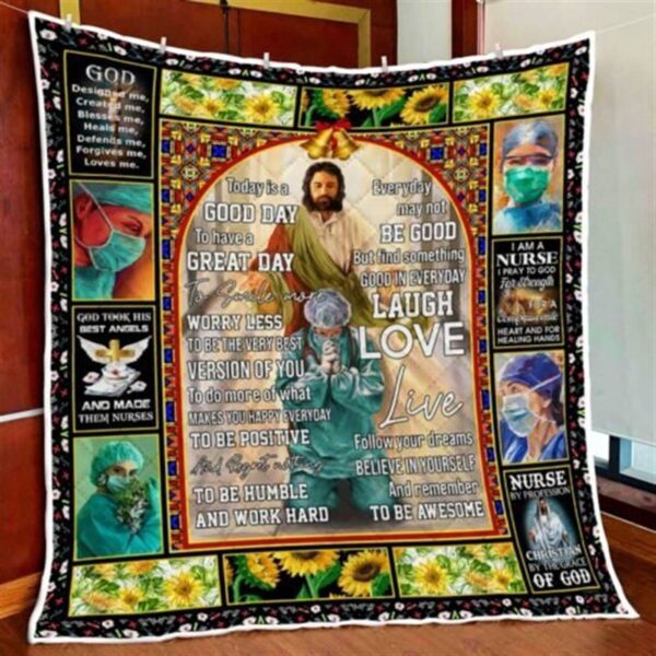 Christian Nurse Jesus Quilt Blanket – Perfect Gift for Believers