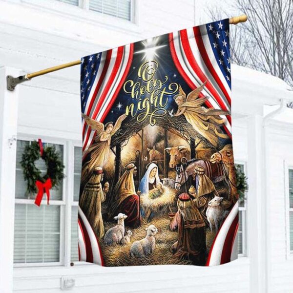 O Holy Night Nativity Of Jesus American Flag Outside Christmas Decorations 2025