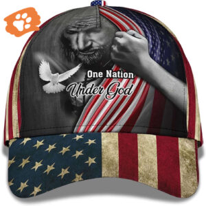 One Nation Under God American Flag And God And Dove Baseball Cap, Christian, Jesus Hat Trucker Classic Hats Gift