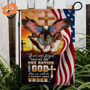 Christian Faith Flags: One Nation Under God Jesus House & Garden Flags for Farmhouse Christmas & Catholic Décor