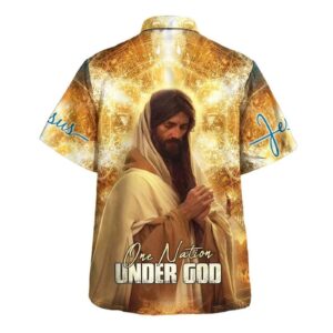 Christian Hawaiian Shirt: One Nation Under God Jesus Pray Design - Perfect Gift for Men 1
