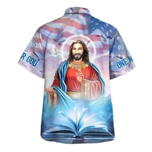Men s One Nation Under God Jesus Smile Hawaiian Shirt - Perfect Christian Gift for Independence Day 1