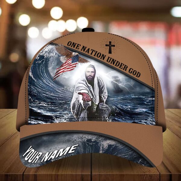 One Nation Under God Patriotic Jesus Cap 3D Print Multicolor Personalized Trucker Classic Hats Gift