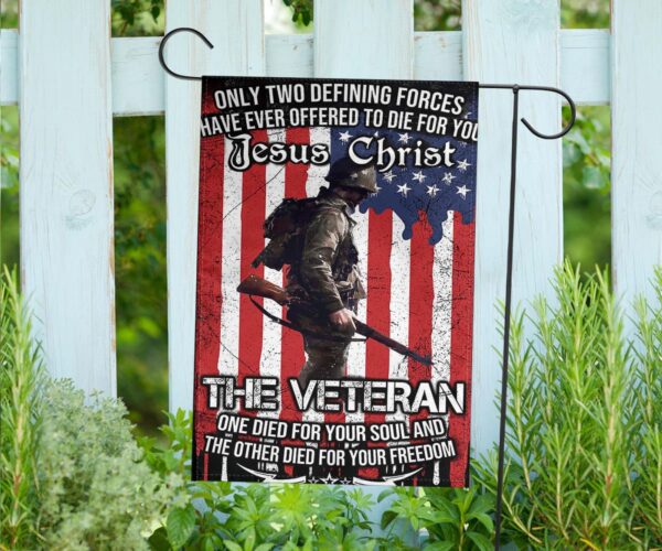 Only Two Defining Forces Jesus And The Veteran Flag Vet Christian Patriotic 4Th Of July Gift