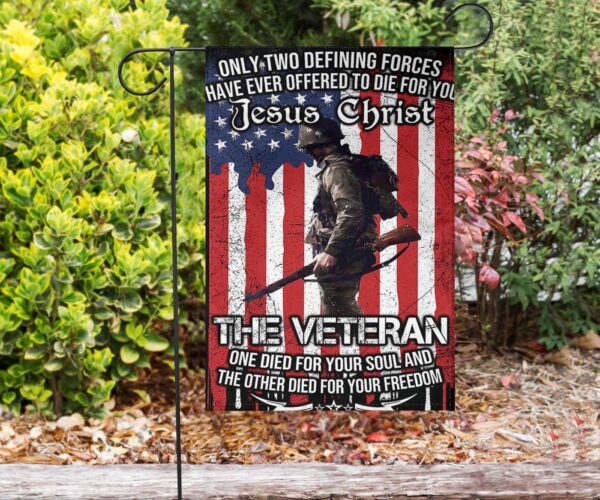 Only Two Defining Forces Jesus And The Veteran Flag Vet Christian Patriotic 4Th Of July Gift