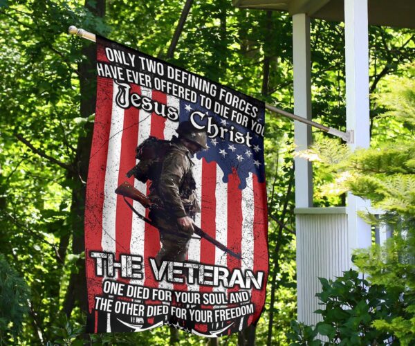 Only Two Defining Forces Jesus And The Veteran Flag Vet Christian Patriotic 4Th Of July Gift