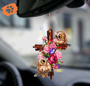 Owl Roses and Jesus Double-Sided Ornament - Unique Religious Decor