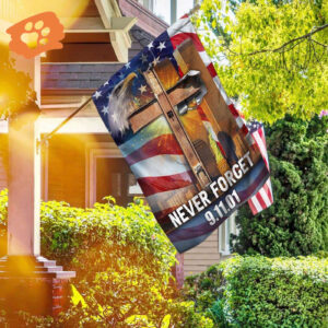 Patriot Day House Flag Never Forget 09-11-01 Eagle Jesus Cross Flag