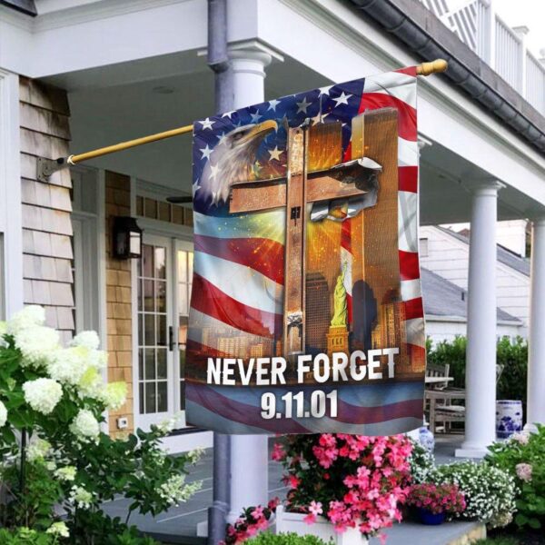 Patriot Day House Flag September 11th Never Forget Eagle Cross Flag