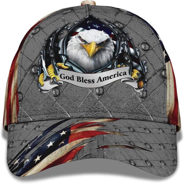 Patriotic Bald Eagle God Bless America Baseball Cap, Christian, Jesus Hat Trucker Classic Hats Gift
