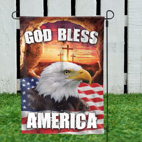 Patriotic Eagle God Bless America Garden Flag – Jesus Cross American Flag for House – Religious Yard Decor
