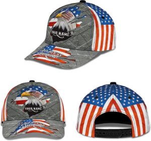 Patriotic God Blessed America Eagle American Flag Custom Name Baseball Cap, Christian, Jesus Hat Trucker Classic Hats Gift 1