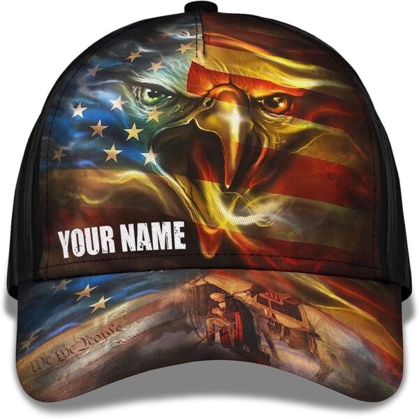 Patriotic We The People Bald Eagle Custom Name Baseball Cap, Christian, Jesus Hat Trucker Classic Hats Gift