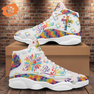 Personalized Autism Awareness Be Kind Puzzle Basketball Shoes, Jesus Cross Running Shoes, Be Kind Autism Support Gift