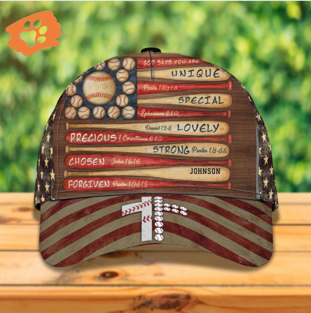 Personalized Baseball With Jesus Command 3D Cap, American Flag Baseball Lovers Hat Trucker Classic Hats Gift