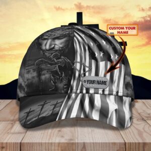 Personalized Custom Classic Cap – Jesus And Veteran Design Trucker Classic Hats Gift 3