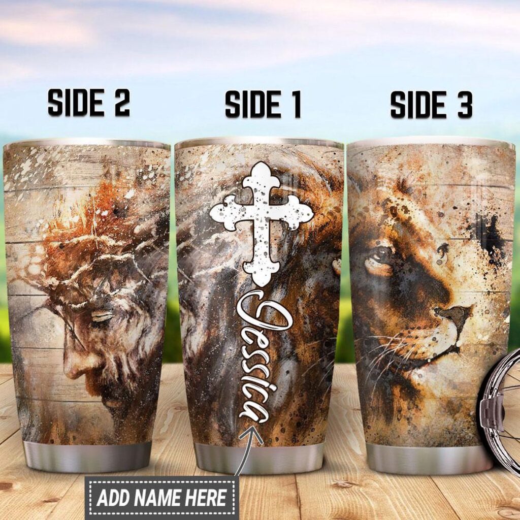 Personalized Faith Jesus Lion Stainless Steel Tumbler – Jesus Lover Men Women Personalized Faith Jesus Lion Stainless Steel Tumbler – Jesus Lover Men Women