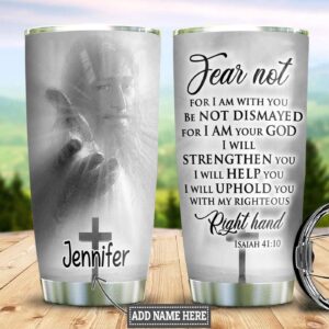 Personalized Faith Jesus Right Hand Stainless Steel Tumbler - Jesus Lover Men Women
