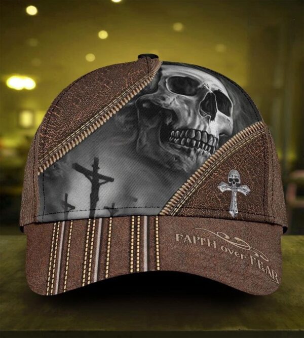 Personalized Faith Over Fear Jesus Christ Cap 3D All Over Prints Hat for Christian Trucker Classic Hats Gift