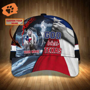 Personalized God Bless Texas 3D Baseball Cap – Texas American Pride Cap Hat, Christian Jesus Hat Trucker Classic Hats Gift