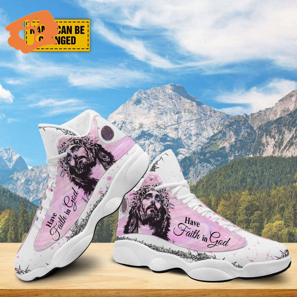 Personalized Have Faith In God Pink Jesus Basketball Shoes, God Lover Religious Gifts Unisex Basketball Shoes Personalized Have Faith In God Pink Jesus Basketball Shoes, God Lover Religious Gifts Unisex Basketball Shoes