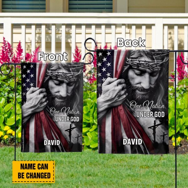 Personalized Jesus American Flag: Patriotic House & Garden Decor Christian Gifts