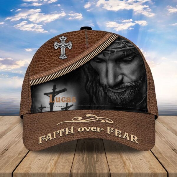 Personalized Jesus and Dove Leather Pattern Classic Cap for Men, Women Trucker Classic Hats Gift