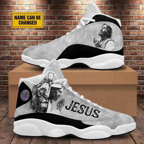 Personalized Jesus And Lion Basketball Shoes, Lion Of Judah Shoes, God Lover Religious Custom Gifts Unisex Basketball Shoes