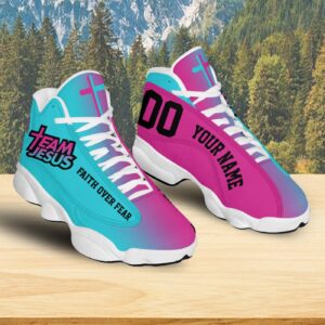 Personalized Jesus Basketball Shoes For Men, Faith Over Fear, Sports Sneaker Christian Cross, Gift For Dad 1