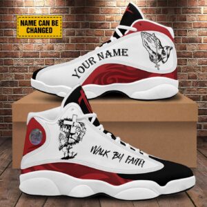 Personalized Jesus Christ Basketball Shoes, Walk By Faith Running Shoes, God Prayers Custom Gifts Unisex Basketball Shoes 1