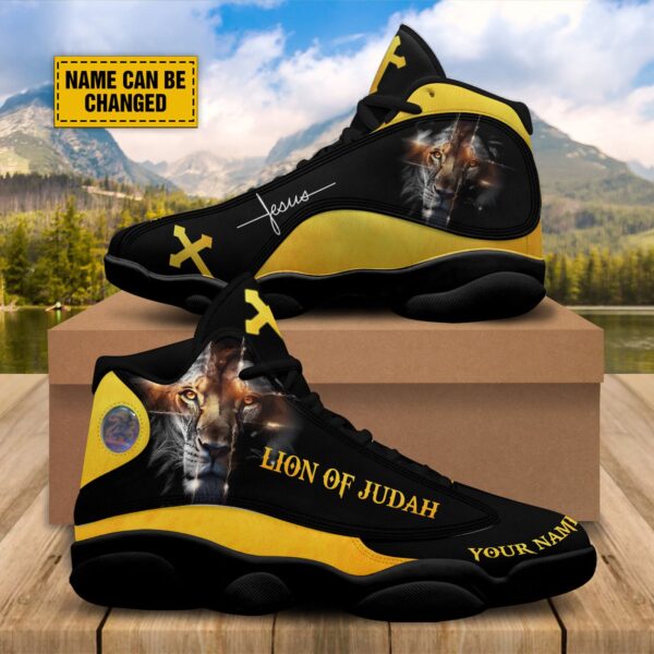 Personalized Jesus Christ Lion Of Judah Basketball Shoes, Jesus Cross Lion Running Shoes, Jesus Lovers Gift, Jesus Shoes With Thick Soles