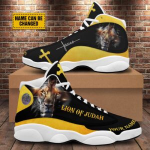Personalized Jesus Christ Lion Of Judah Basketball Shoes, Jesus Cross Lion Running Shoes, Jesus Lovers Gift, Jesus Shoes With Thick Soles 1